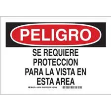 Brady PELIGRO Se Requiere Proteccion Para La Vista En Esta Area Sign/ Buy online