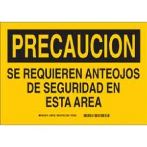 Brady PRECAUCION Se Requieren Anteojos De Seguridad En Esta Area Sign/ Buy online