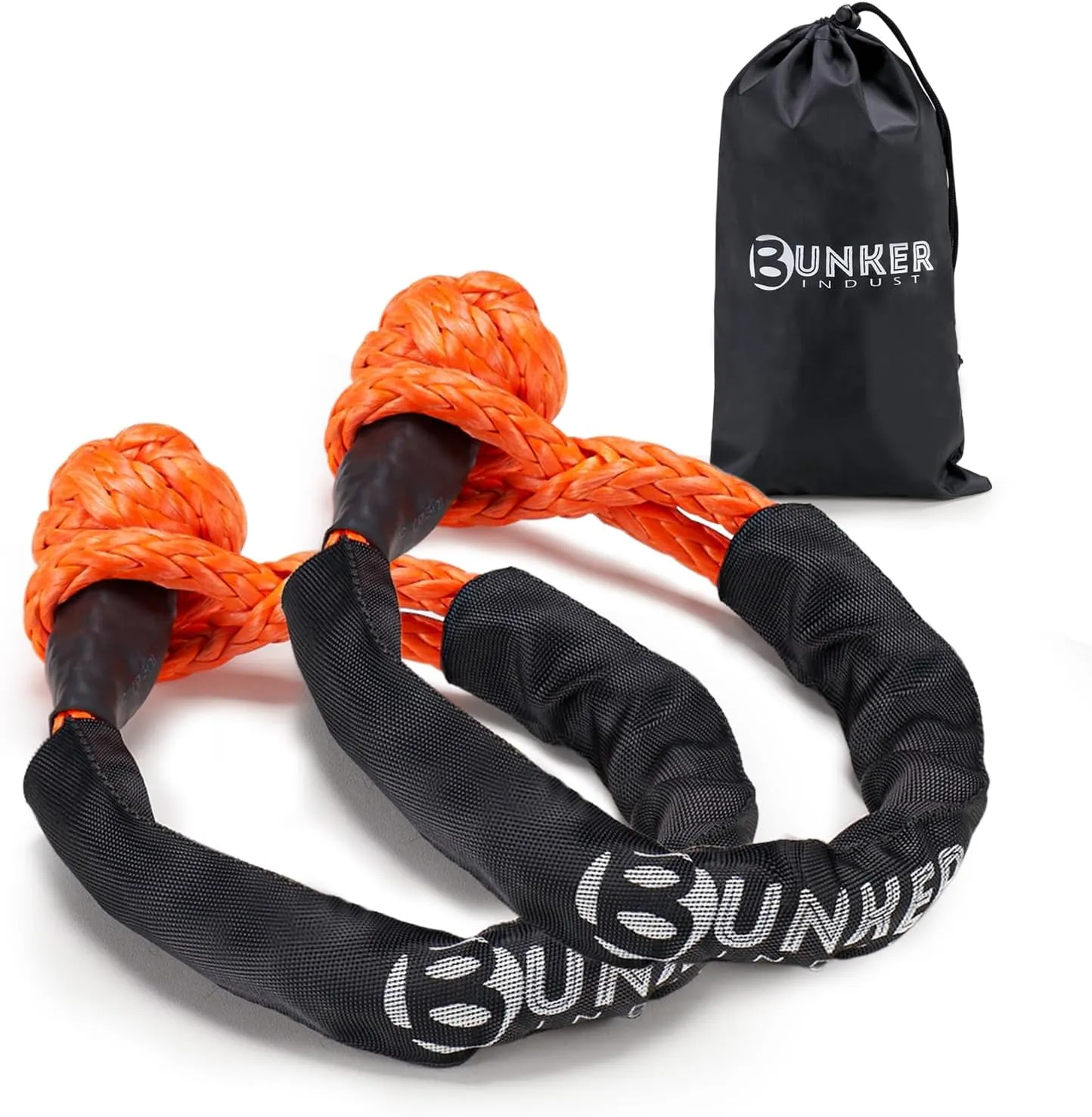 BUNKER INDUST 2Pcs Synthetic Soft Shackle Rope, 1/2 Inch x 24 Inch, 41,000 LBS Breaking Strength - Winch Towing & Recovery Shackles for Offroad 4x4 Vehicles, Truck, SUV, UTV, ATV