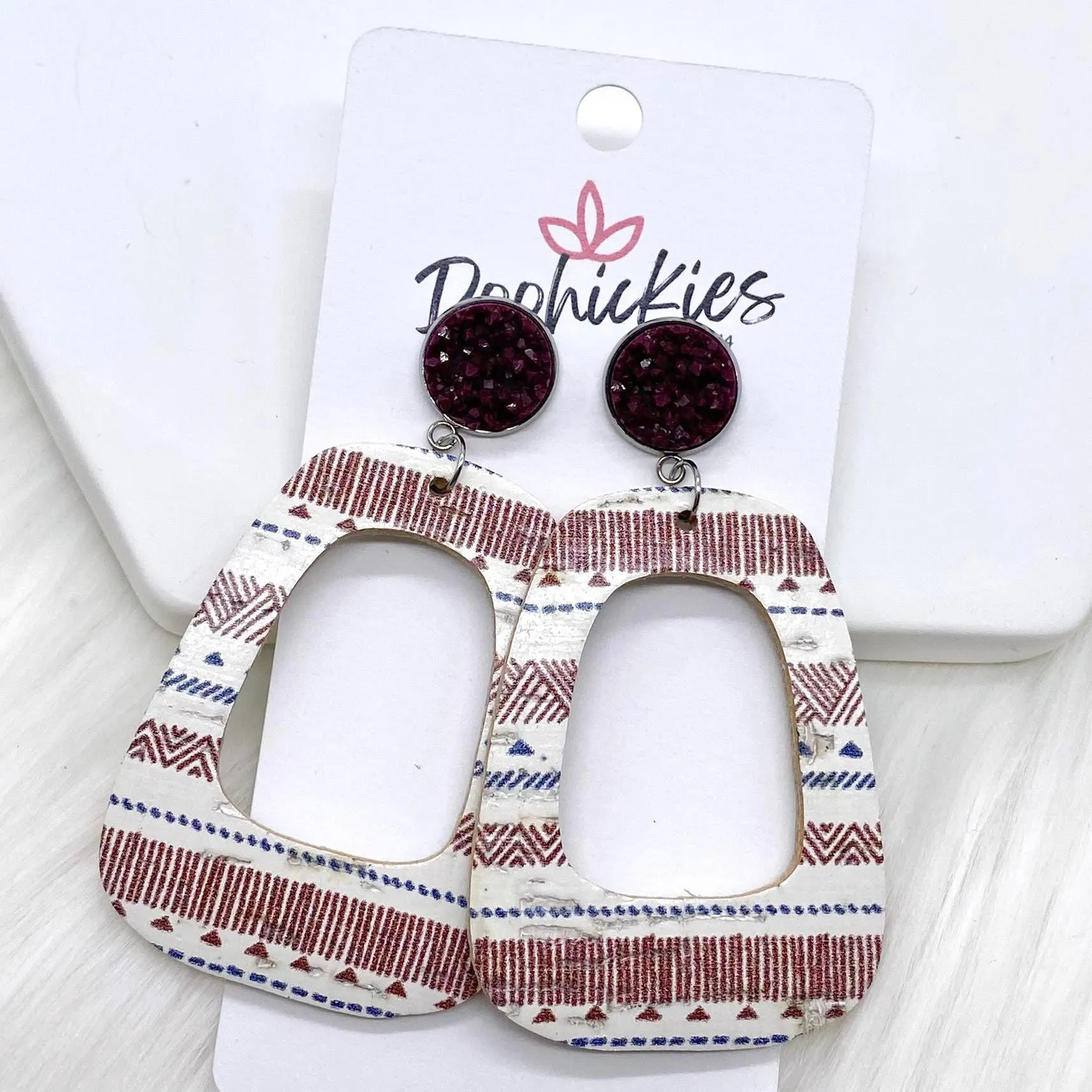 Burgundy Aztec Bell Collection -Earrings