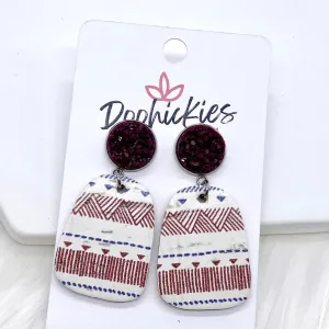 Burgundy Aztec Bell Collection -Earrings