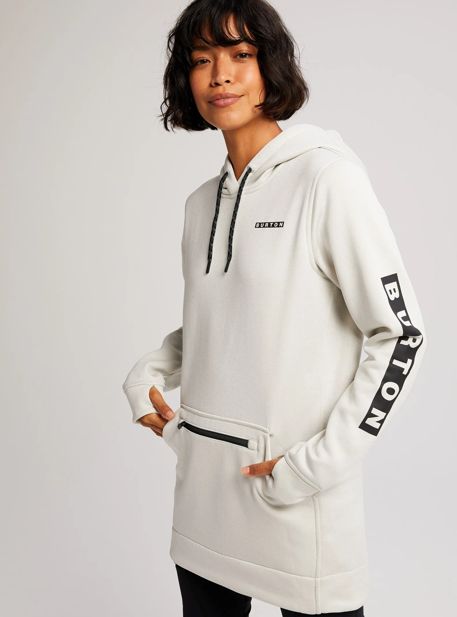 Burton Oak Pull Over Long Hoodiie Womens Stout White Heather
