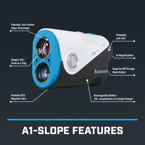 Bushnell A1-Slope Ultra-Compact Golf Laser Rangefinder with Slope Technology, 6x Magnification, Magnetic Mount, Precision Up to 1,300 Yards, Weather-Resistant Design | Wearable4U Bundle