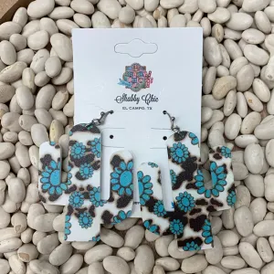 Cactus Earrings with Turquoise Design