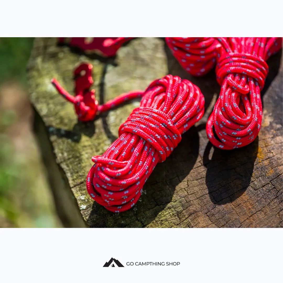 Camping Reflective Guy Line Tent Wind Rope Set of 4, Polyester Wind Rope, 3mm 4m Long Aluminum Universal Fitting, Rope Tensioner