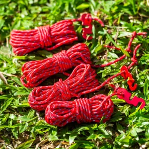 Camping Reflective Guy Line Tent Wind Rope Set of 4, Polyester Wind Rope, 3mm 4m Long Aluminum Universal Fitting, Rope Tensioner