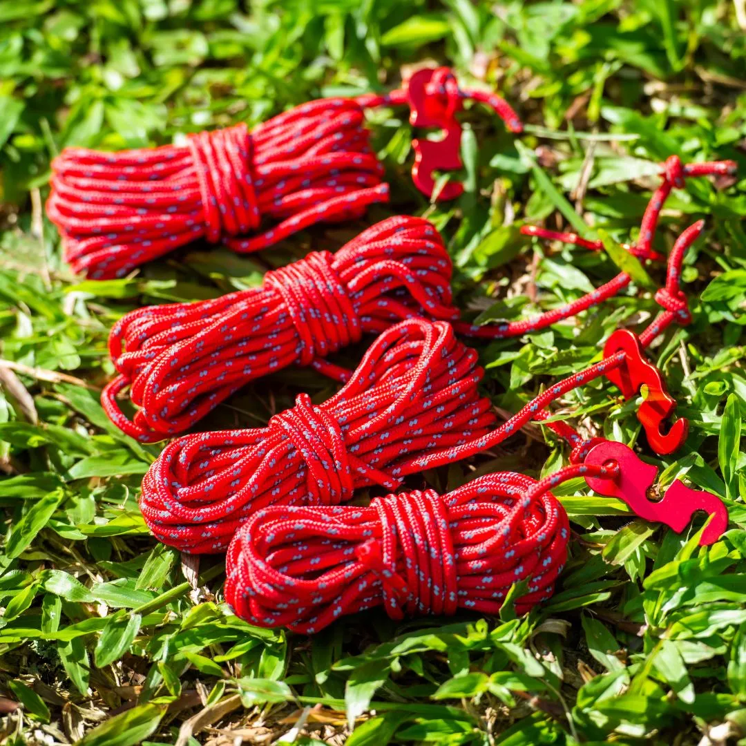 Camping Reflective Guy Line Tent Wind Rope Set of 4, Polyester Wind Rope, 3mm 4m Long Aluminum Universal Fitting, Rope Tensioner