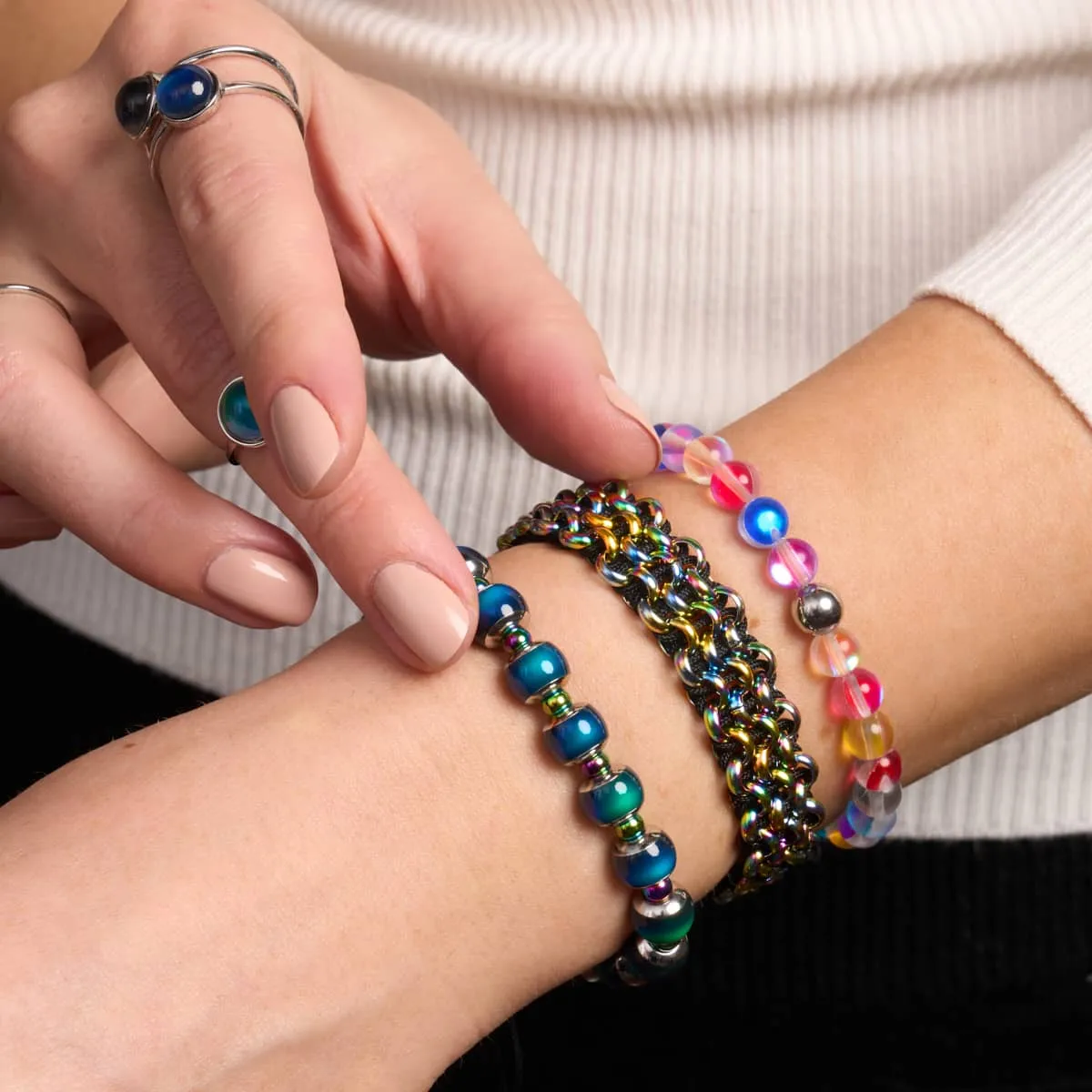 Candy Crush | Silver | Galaxy Glass Bead Bracelet