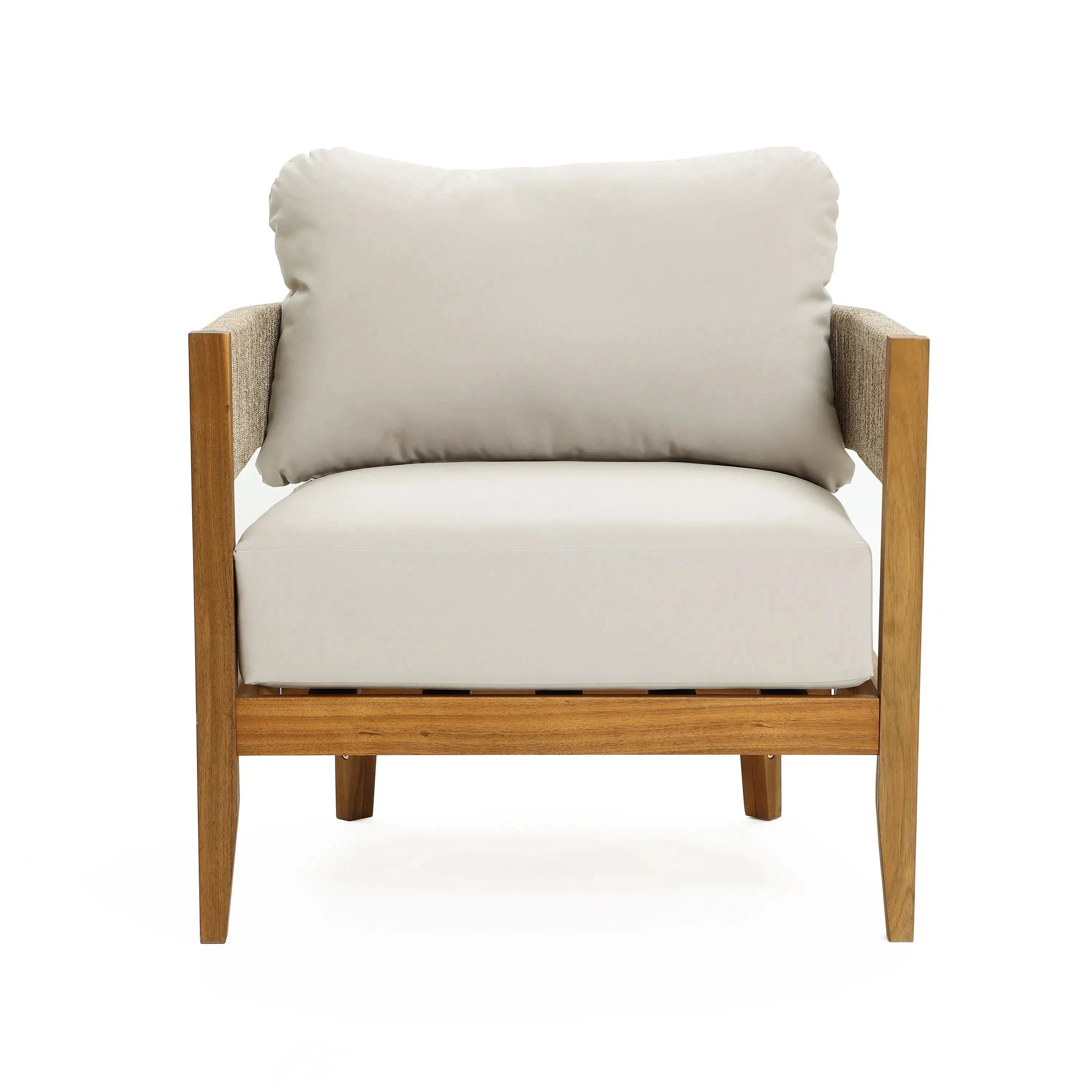 Ceylon outdoor acacia wood with rope sides club armchair