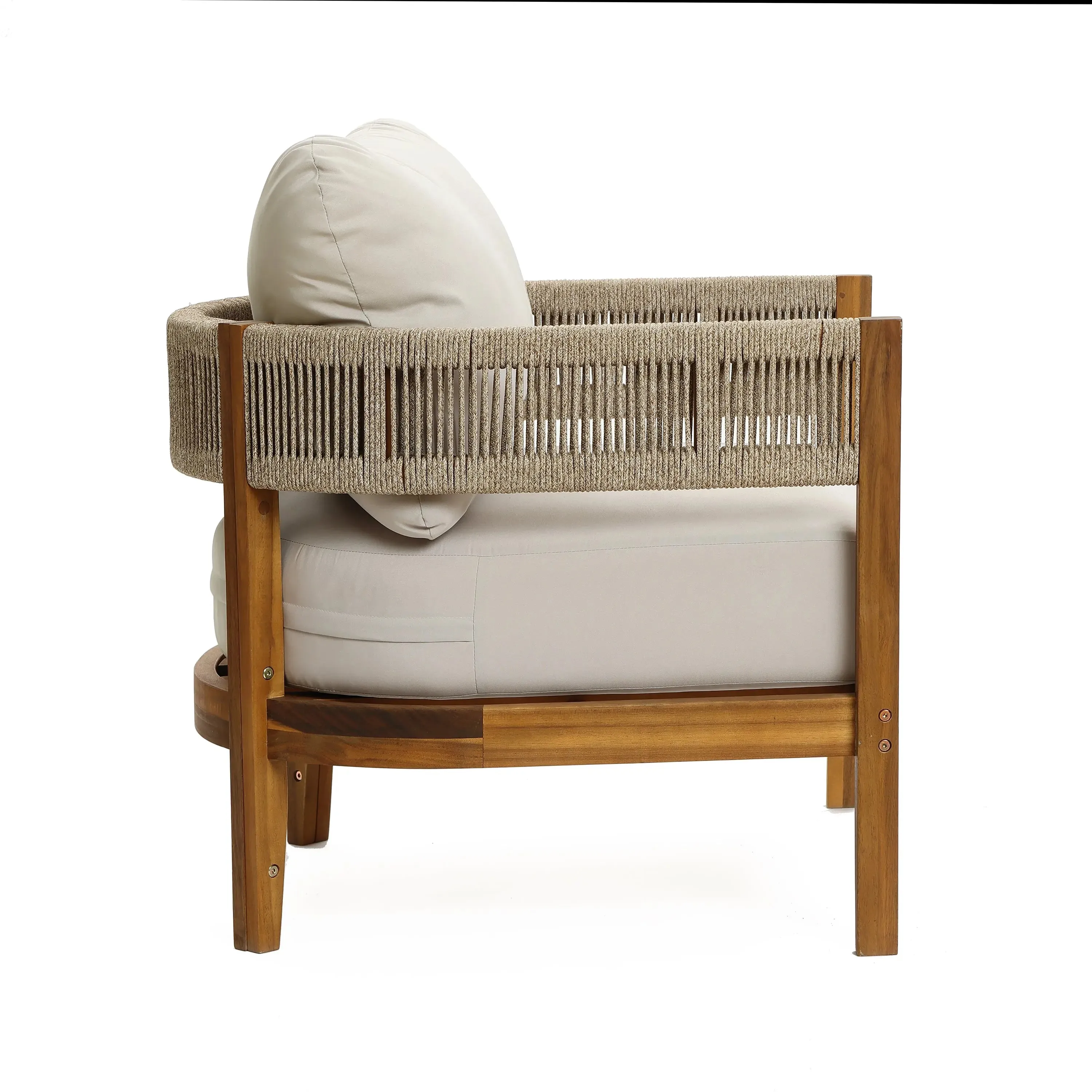 Ceylon outdoor acacia wood with rope sides club armchair