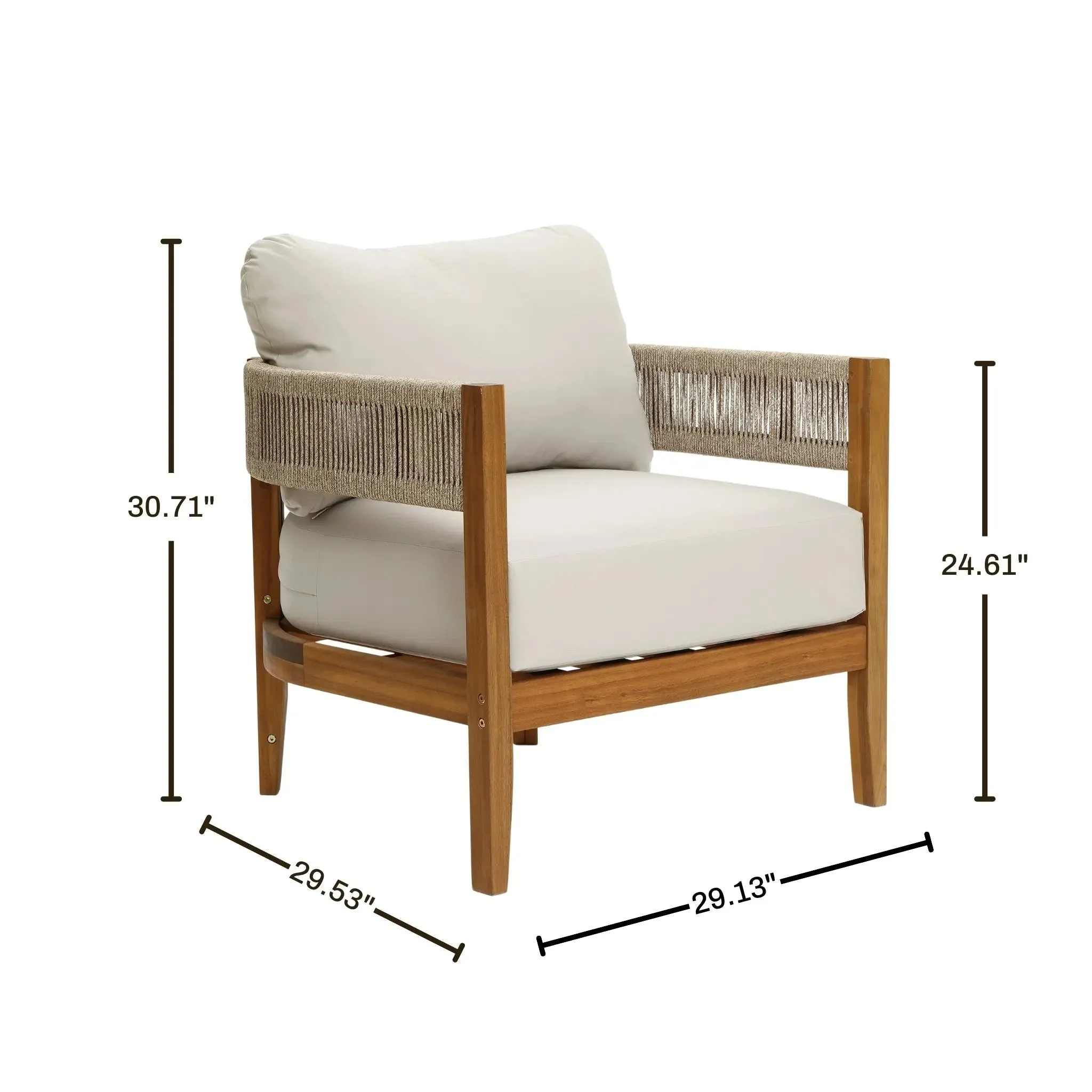 Ceylon outdoor acacia wood with rope sides club armchair