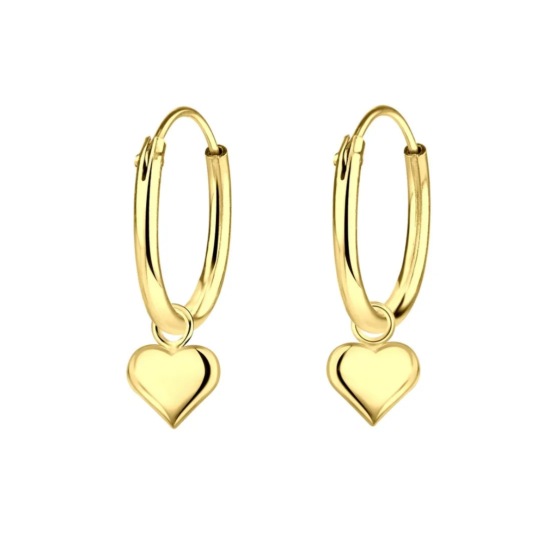 Children's Earrings:  Sterling Silver 12mm Sleepers with Hearts