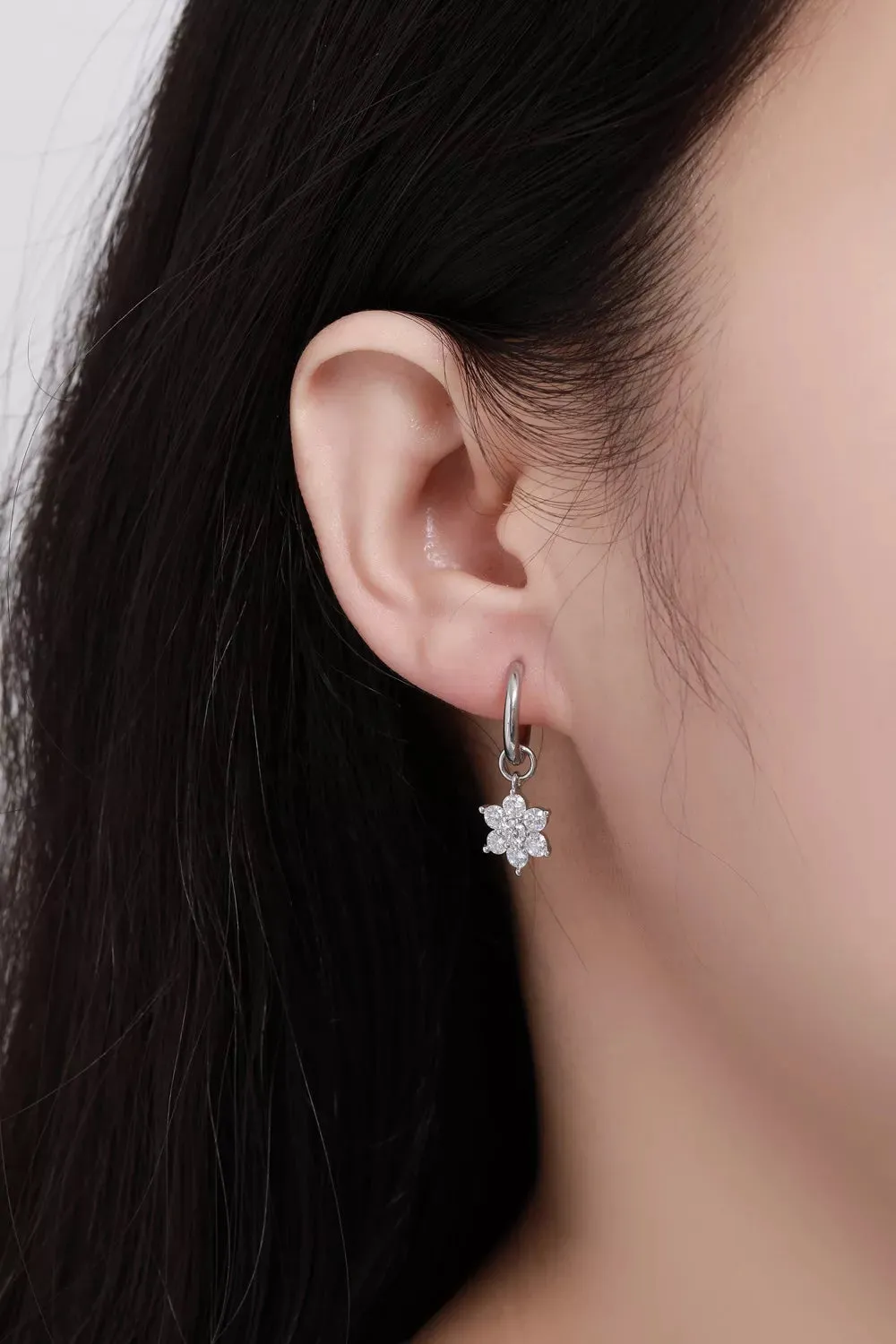 Children's, Teens' and Mothers' Earrings:  Surgical Steel Hoops with CZ Flowers