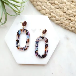 Chloe Earrings - Amber druzy w/Multicolor