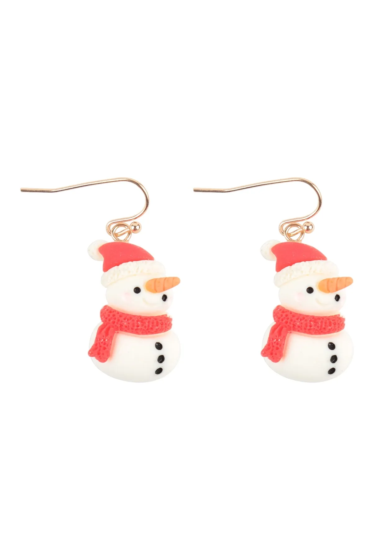 CHRISTMAS SNOWMAN POLYMER CLAY HOOK EARRINGS