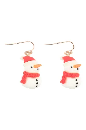 CHRISTMAS SNOWMAN POLYMER CLAY HOOK EARRINGS