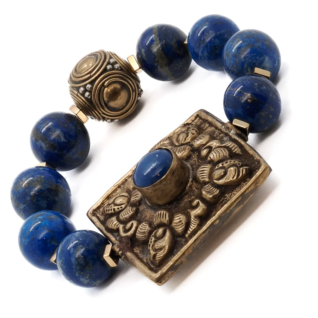 Chunky Nepal Bead Lapis Lazuli Beaded Bracelet
