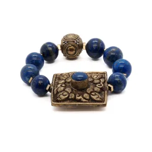 Chunky Nepal Bead Lapis Lazuli Beaded Bracelet