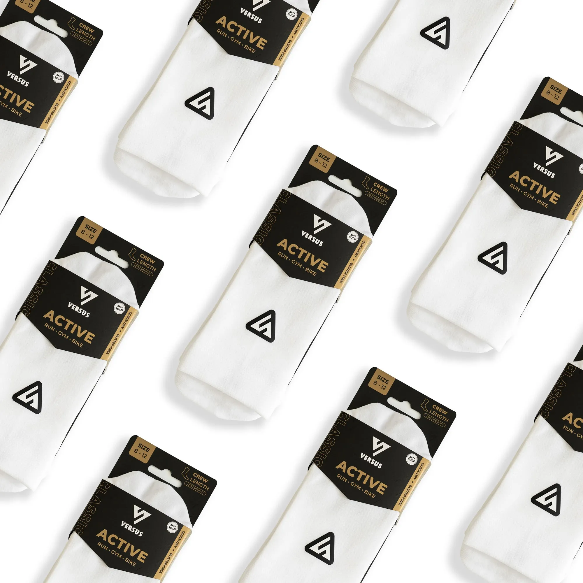 Classic White Active Crew Tab Socks Bundle (4 Pack)