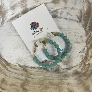 Clay Beaded Hoops - Light Turquoise