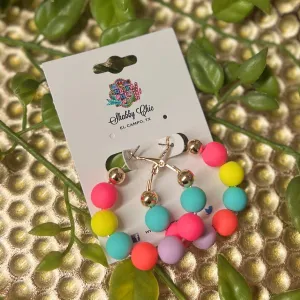 Clay Beaded Hoops - Multi