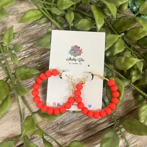 Clay Beaded Hoops - Red