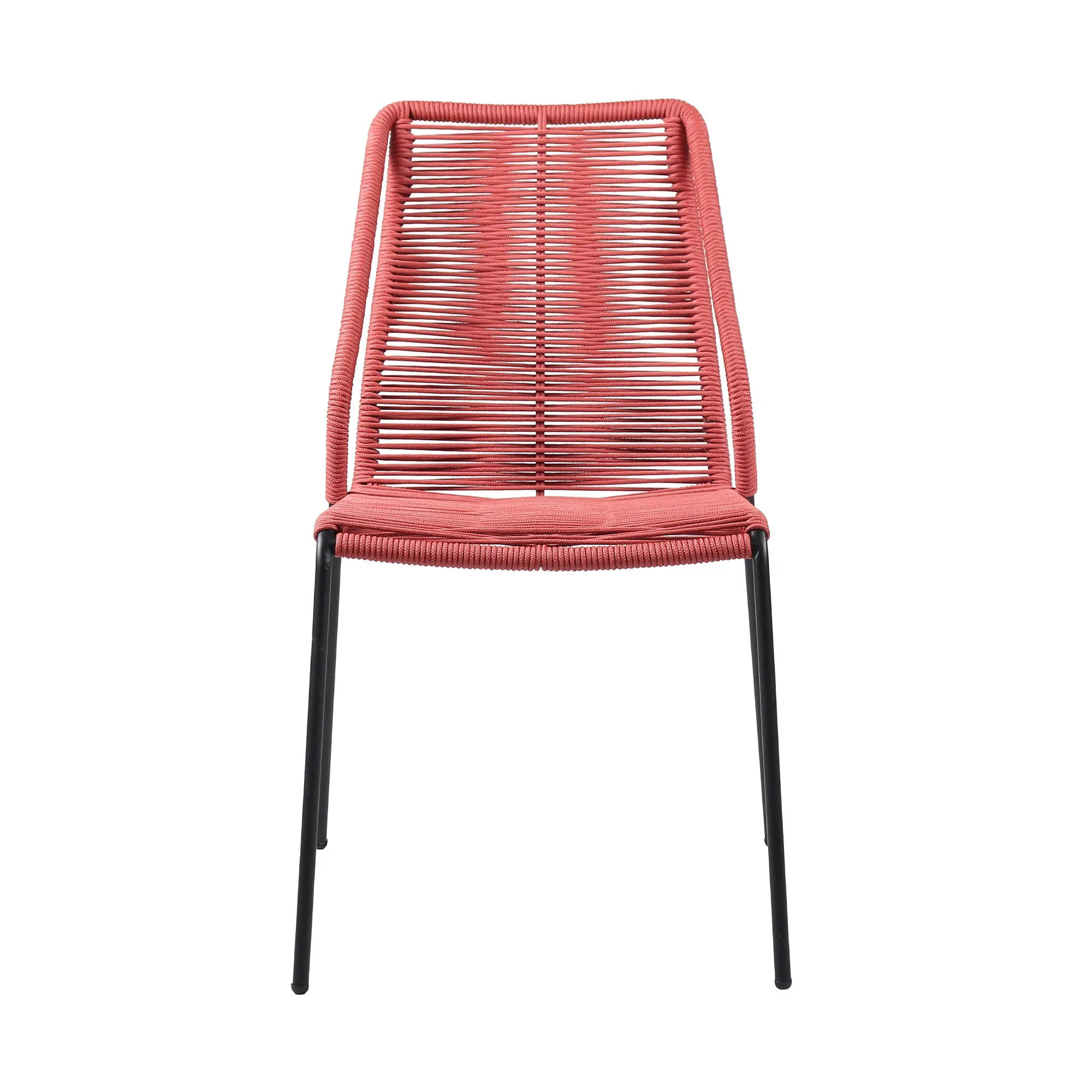 Clip Indoor Outdoor Stackable Steel Dining Chair with Rope