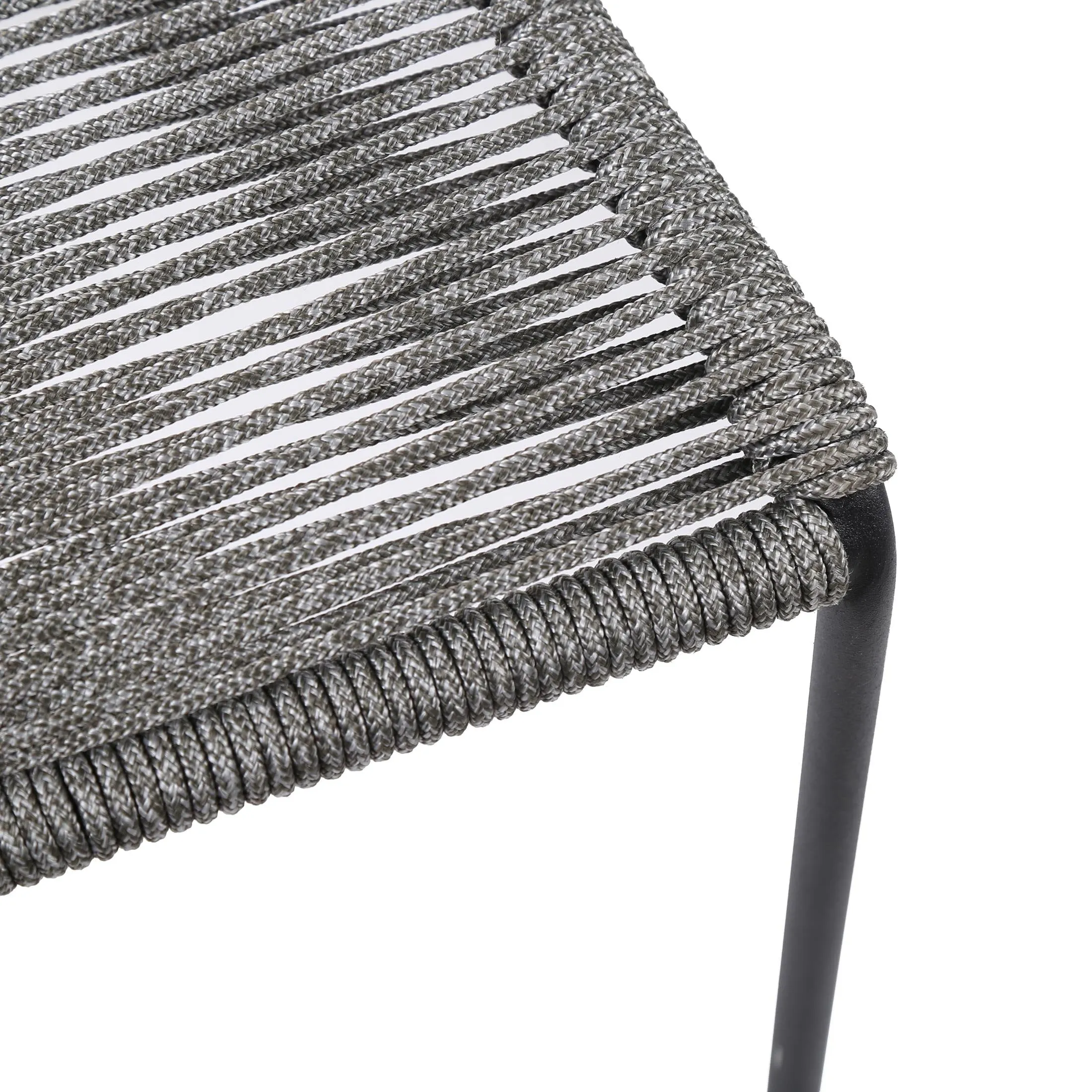 Clip Indoor Outdoor Stackable Steel Dining Chair with Rope