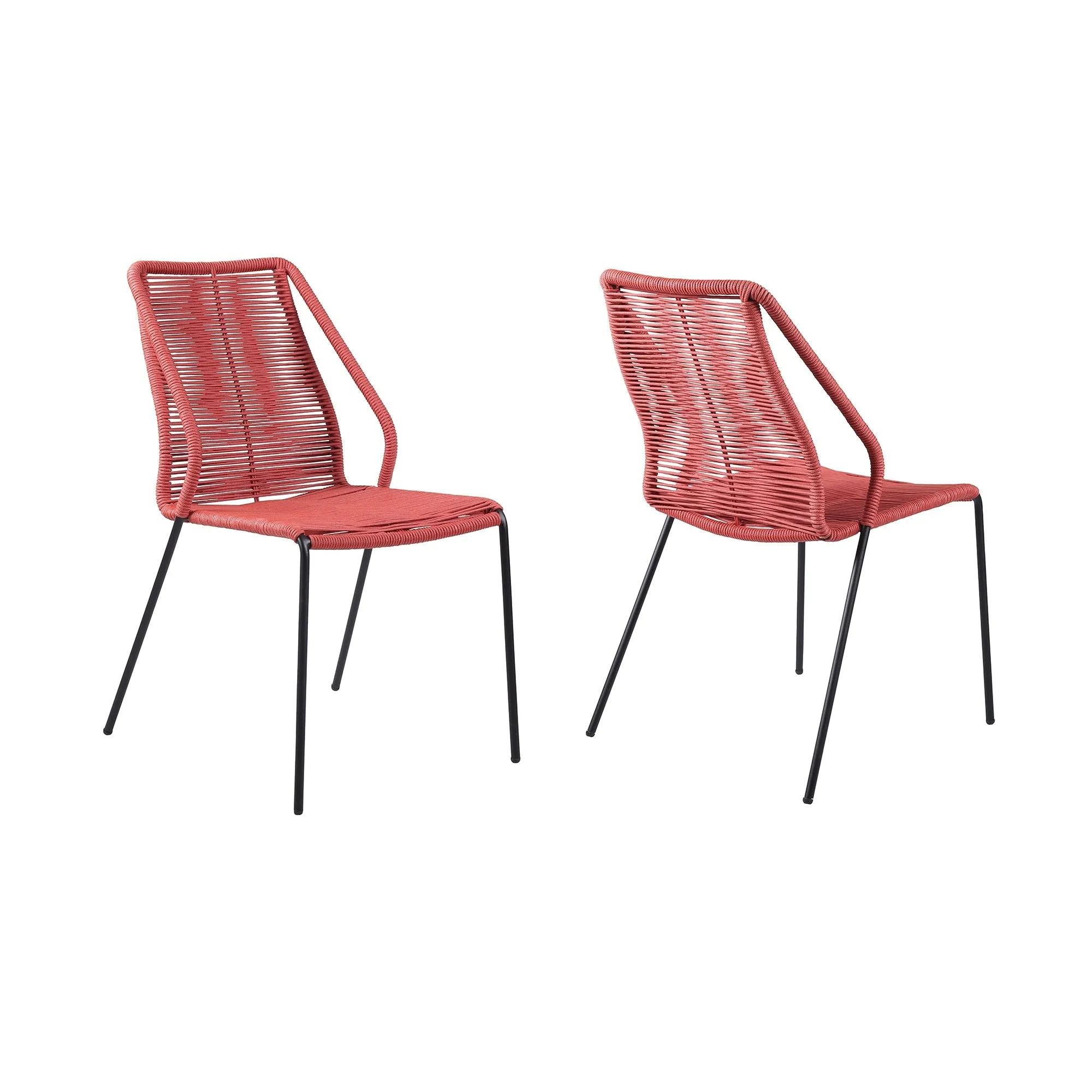Clip Indoor Outdoor Stackable Steel Dining Chair with Rope