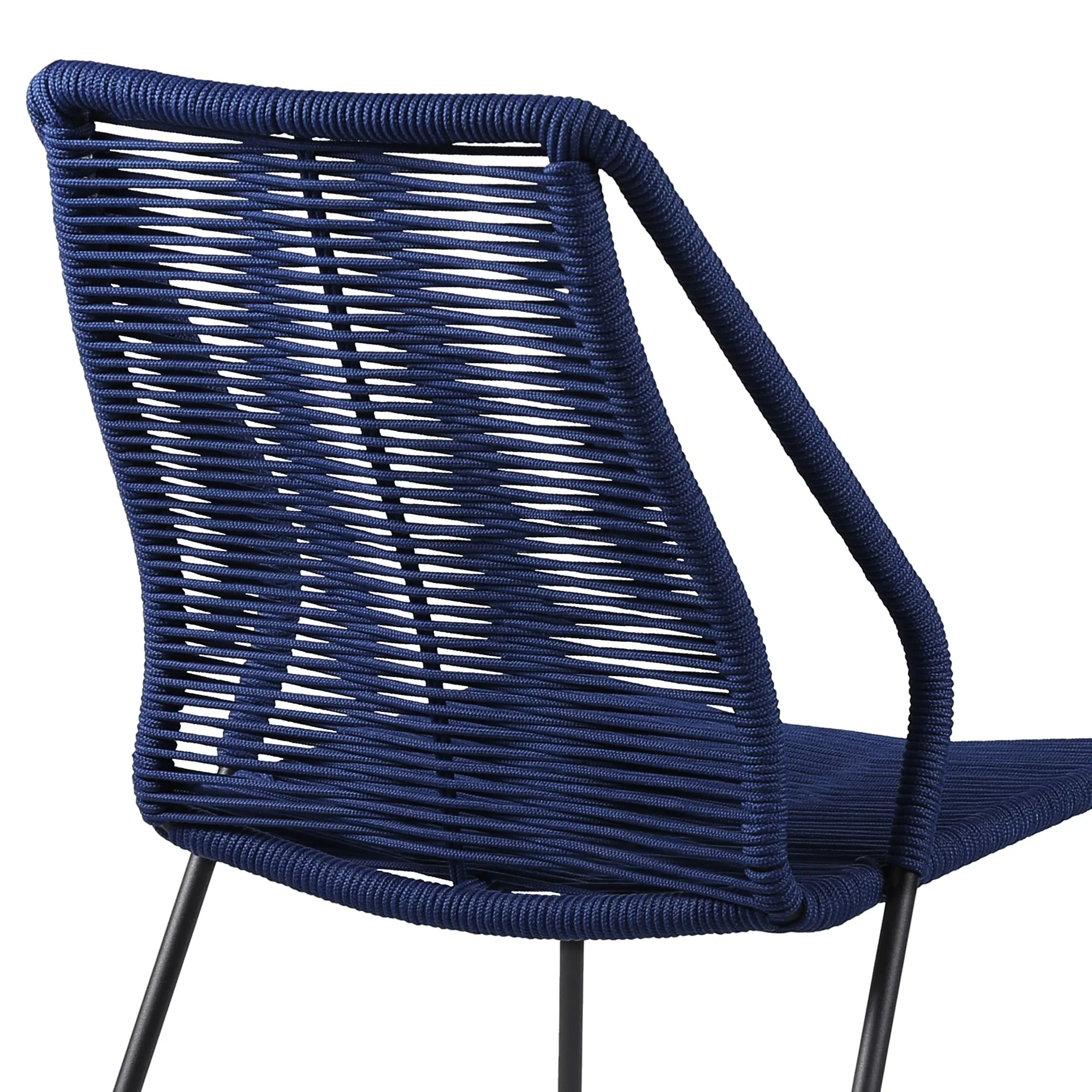 Clip Indoor Outdoor Stackable Steel Dining Chair with Rope