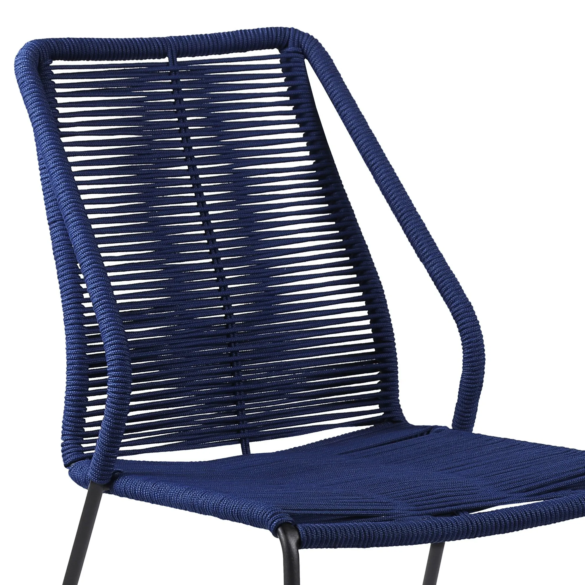 Clip Indoor Outdoor Stackable Steel Dining Chair with Rope