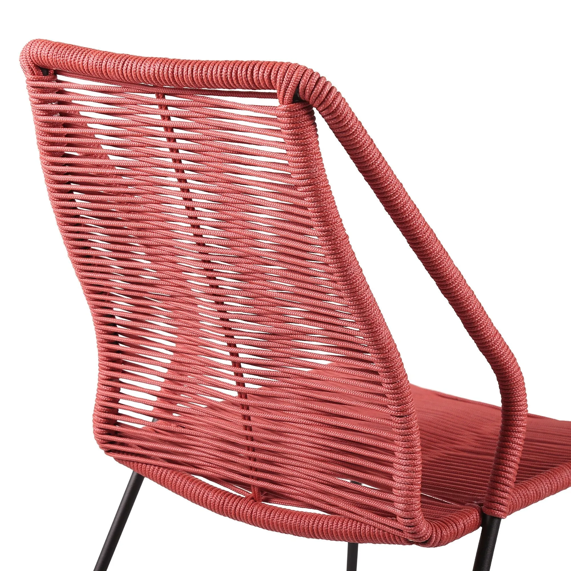 Clip Indoor Outdoor Stackable Steel Dining Chair with Rope
