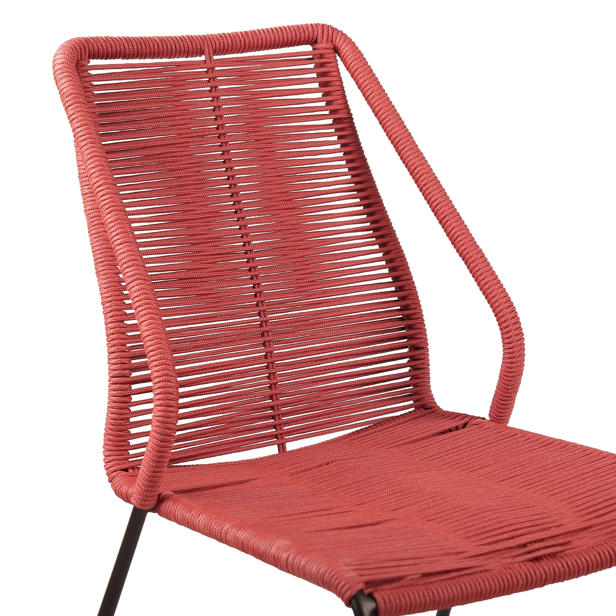 Clip Indoor Outdoor Stackable Steel Dining Chair with Rope