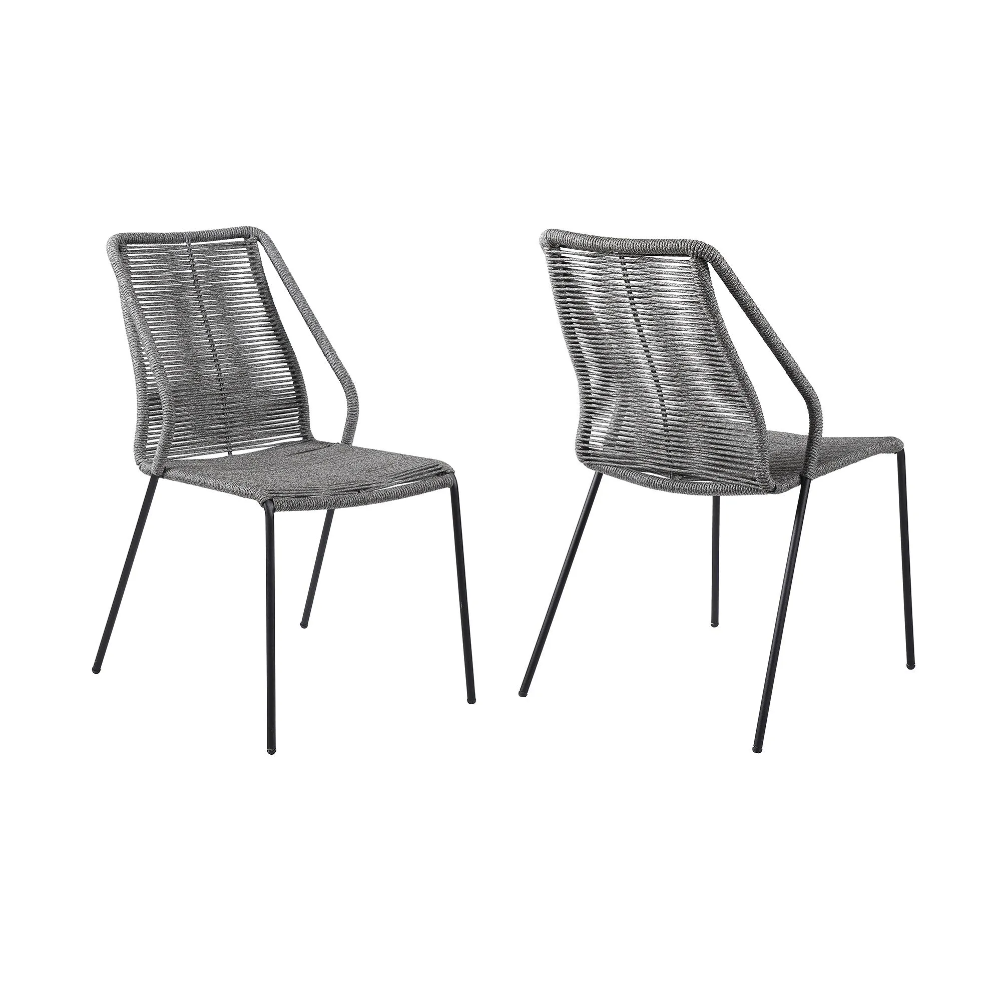 Clip Indoor Outdoor Stackable Steel Dining Chair with Rope