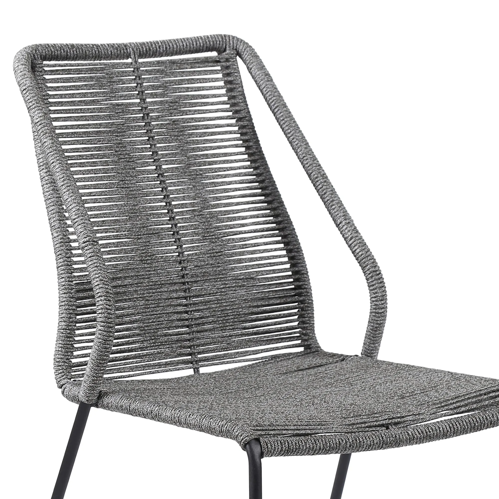 Clip Indoor Outdoor Stackable Steel Dining Chair with Rope