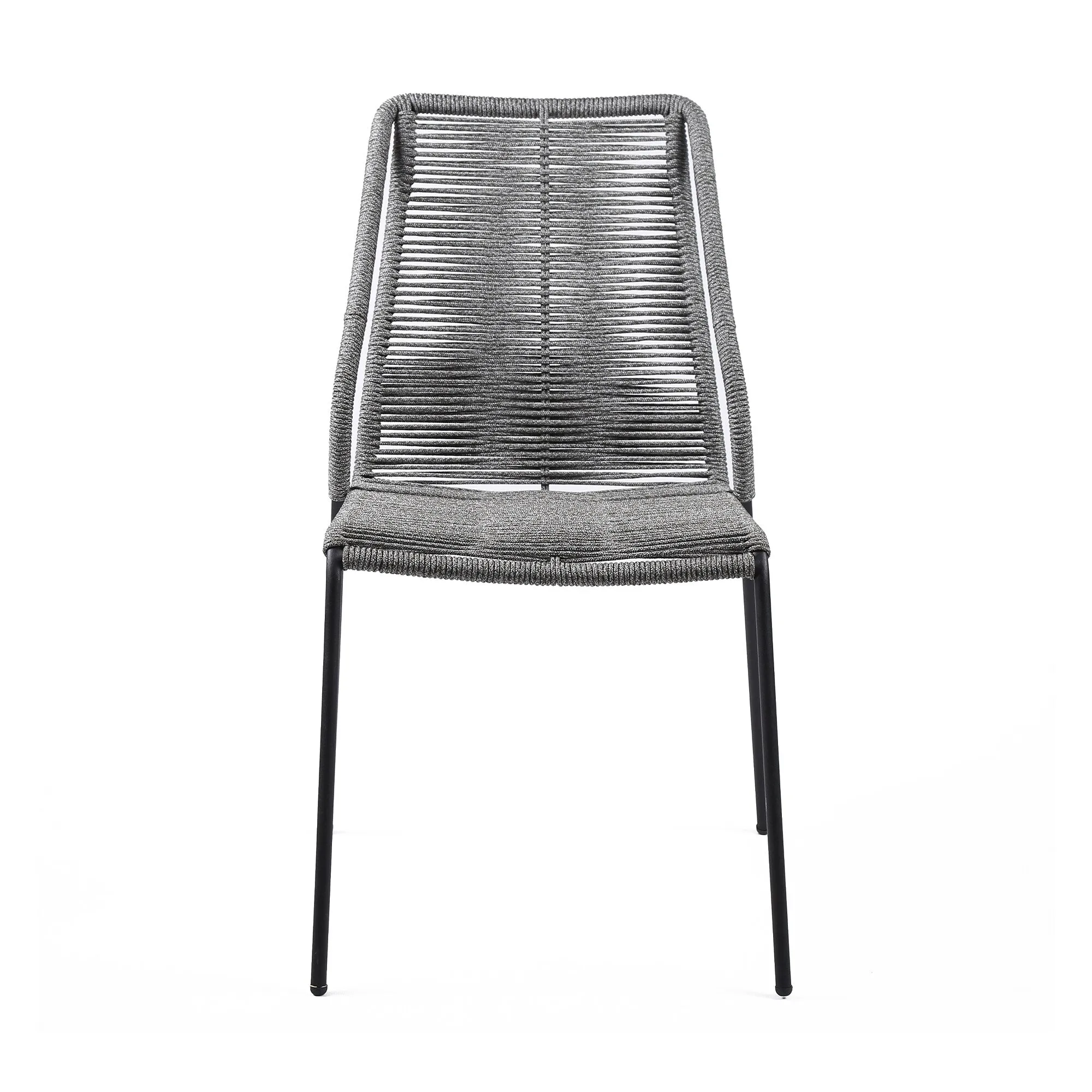 Clip Indoor Outdoor Stackable Steel Dining Chair with Rope