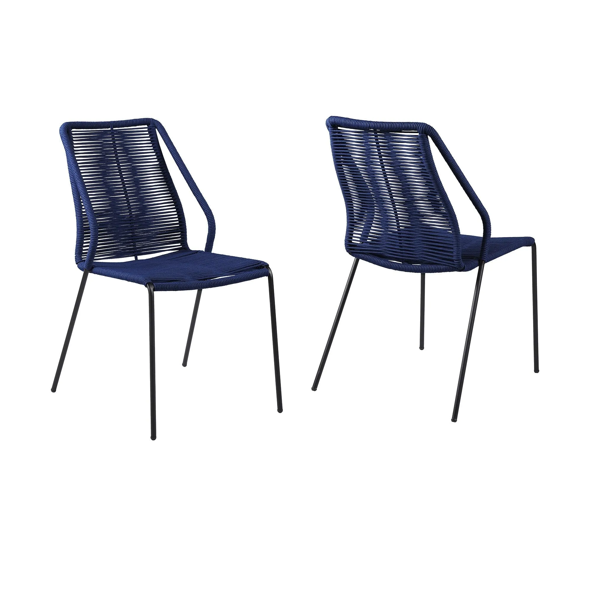 Clip Indoor Outdoor Stackable Steel Dining Chair with Rope
