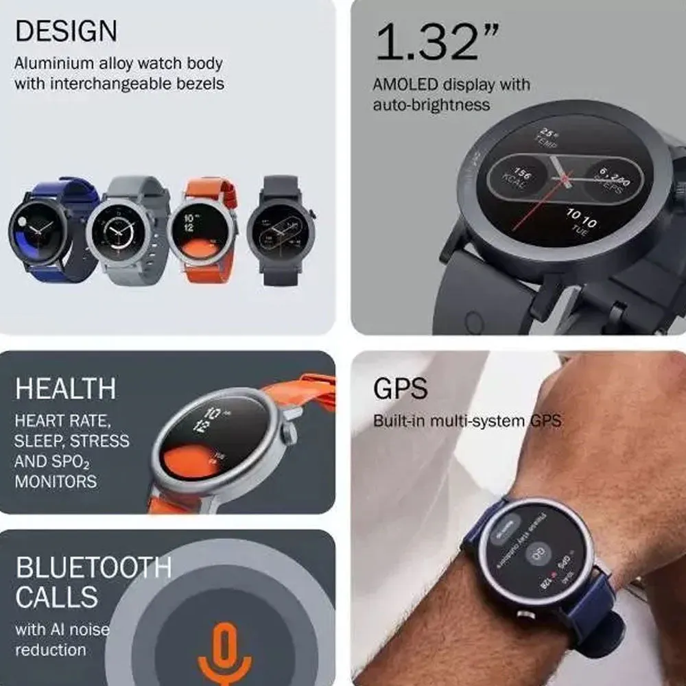 CMF Watch Pro 2 D398 Smart Watch (45mm - GPS) Dark Gray Metal Case With Dark Gray Silicon Strap