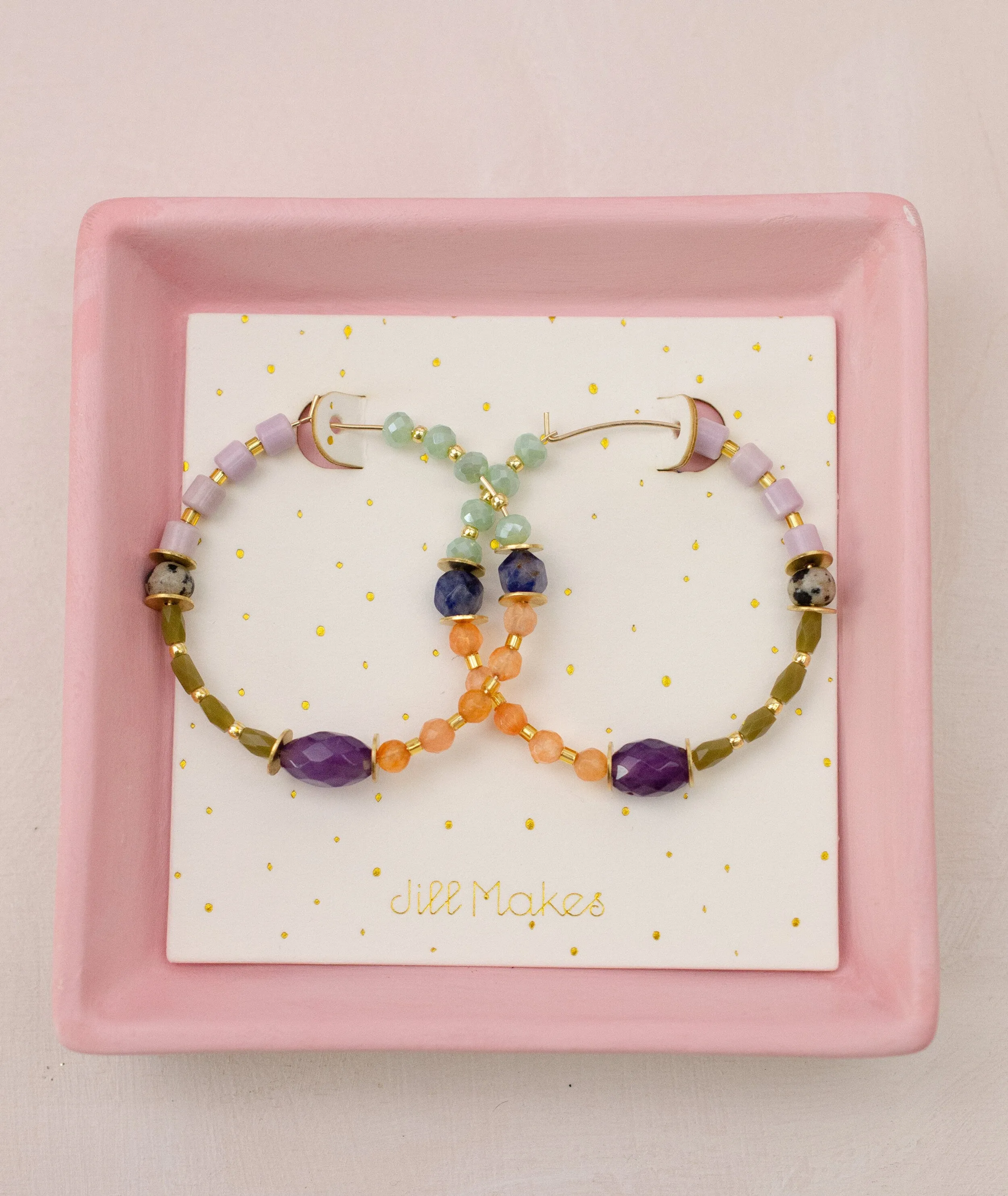 Colorful Seed Beaded Hoops, Lightweight earrings, Large Hoops, Gold filled earrings, beaded earrings, Amethyst earrings, statement earrings