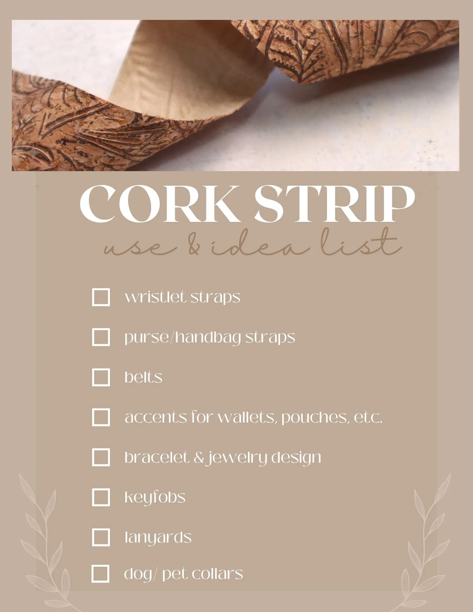 Cork Ribbon By the Yard  - Large Timber Root