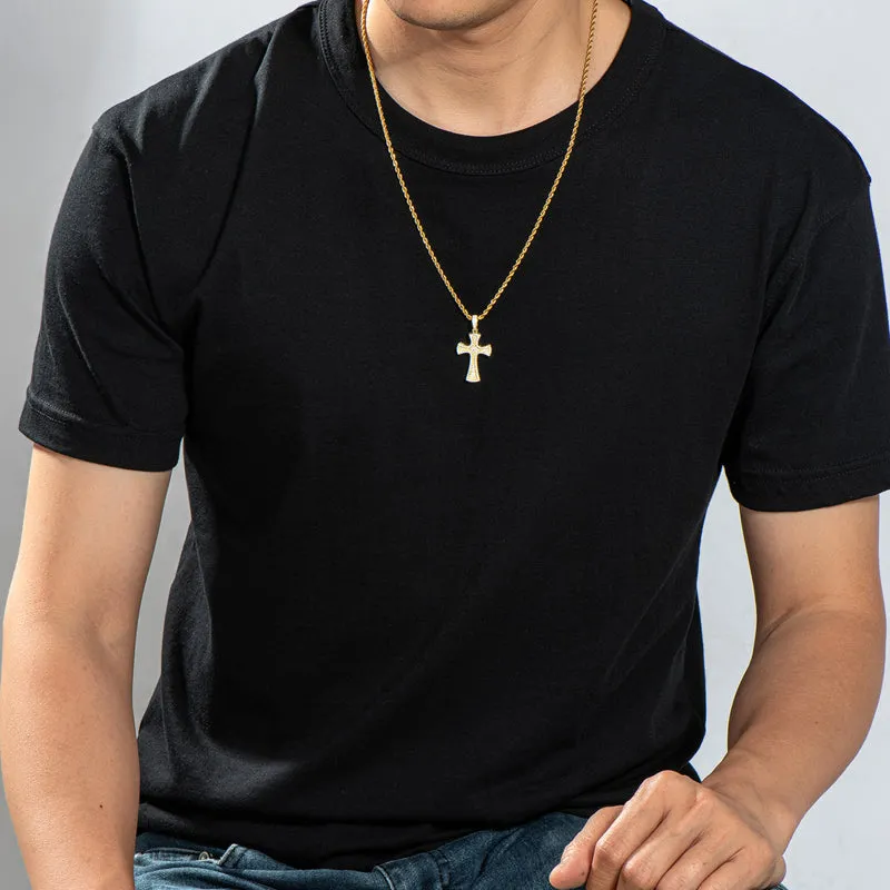 Created Diamond Cross Hip Hop Long Rope Chain Pendant Necklace 23.62''