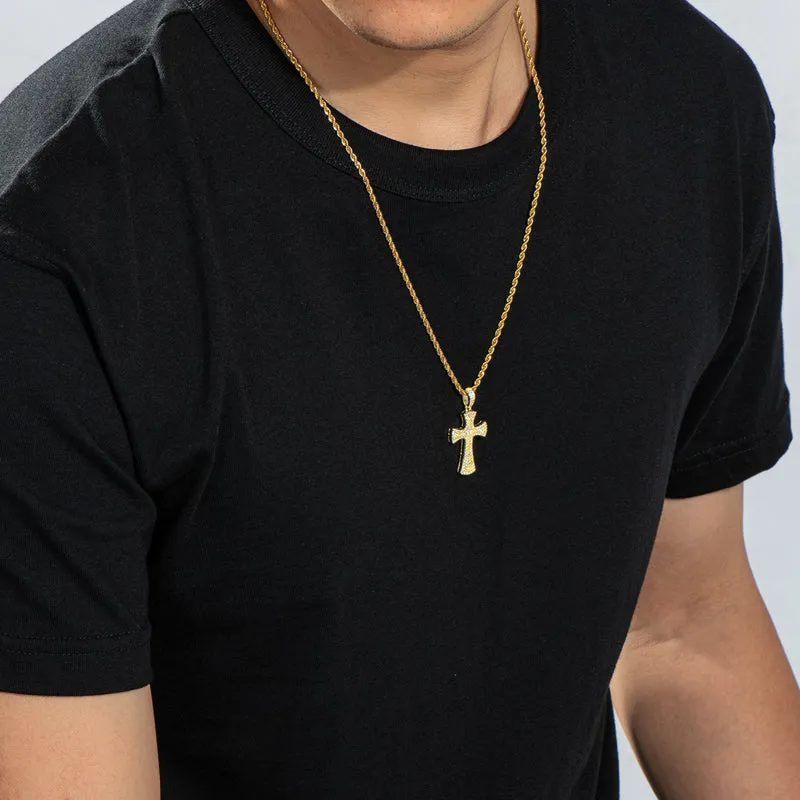 Created Diamond Cross Hip Hop Long Rope Chain Pendant Necklace 23.62''
