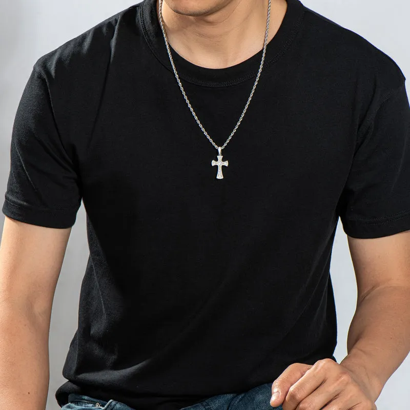 Created Diamond Cross Hip Hop Long Rope Chain Pendant Necklace 23.62''
