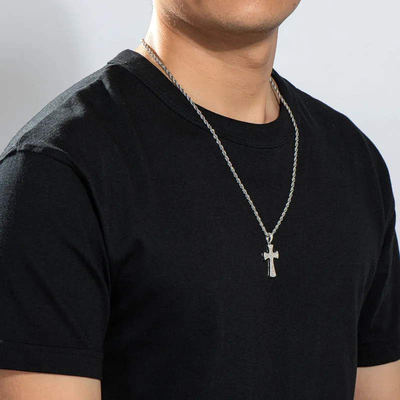Created Diamond Cross Hip Hop Long Rope Chain Pendant Necklace 23.62''