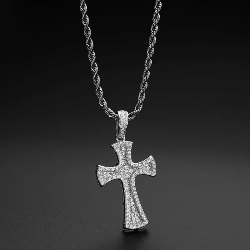 Created Diamond Cross Hip Hop Long Rope Chain Pendant Necklace 23.62''