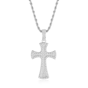 Created Diamond Cross Hip Hop Long Rope Chain Pendant Necklace 23.62''