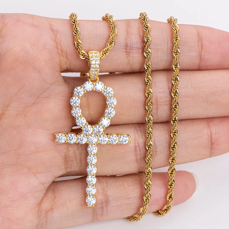 Created Diamond Hip Hop Rope Chain Pendant Necklace 23.62''