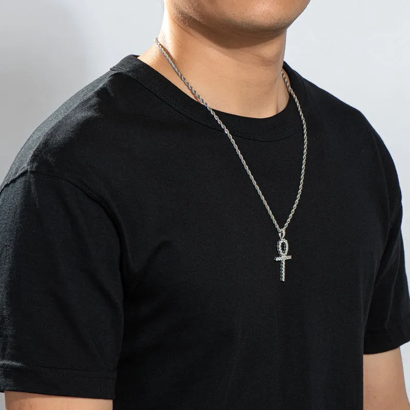 Created Diamond Hip Hop Rope Chain Pendant Necklace 23.62''