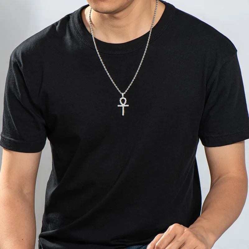 Created Diamond Hip Hop Rope Chain Pendant Necklace 23.62''