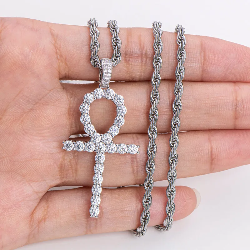 Created Diamond Hip Hop Rope Chain Pendant Necklace 23.62''